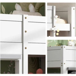 Letto Per Bambini Letto A Castello 90x200 Cm Con 2 Lavagne Graffiti E Ripiano - Bianco -Cameretta Per Bambini 71496589 4