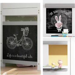 Letto Per Bambini Letto A Castello 90x200 Cm Con 2 Lavagne Graffiti E Ripiano - Bianco -Cameretta Per Bambini 71496589 5