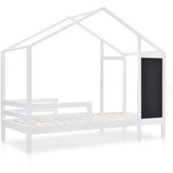 Letto Per Bambini 90 X 200 Cm Con Lavagna E 2 Cassetti, Struttura A Doghe In Legno Massello, Bianco 11 Letto Per Bambini 90 X 200 Cm Con Lavagna E 2 Cassetti, Struttura A Doghe In Legno Massello, Bianco -Cameretta Per Bambini 71497524 5