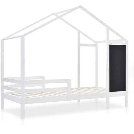 Letto Per Bambini 90 X 200 Cm Con Lavagna E 2 Cassetti, Struttura A Doghe In Legno Massello, Bianco 7 Letto Per Bambini 90 X 200 Cm Con Lavagna E 2 Cassetti, Struttura A Doghe In Legno Massello, Bianco - immagine 5