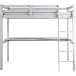 Letto A Soppalco Con Scrivania Nizza In Pino Massello Bianco Laccato, 90x190x176 Cm -Cameretta Per Bambini 72004542 3