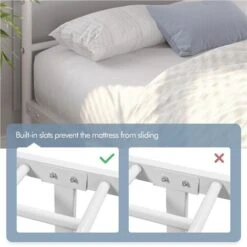 Yaheetech Struttura Letto Singolo In Ferro Con Spazio Aggiuntivo Per Camera Da Letto Ospiti Soggiorno 90 X 190 Cm Bianco -Cameretta Per Bambini 74827667 5
