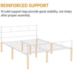 Yaheetech Letto Matrimoniale In Ferro Battuto Con Doghe Struttura Letto In Metallo 143 X 197 Cm Stile Rustico Moderno Bianco -Cameretta Per Bambini 75170656 5