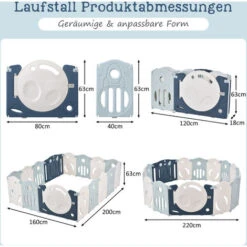 Box Per Bambini Pieghevole Con Altalena, Scivolo E Canestro Da Basket Per Bambini 6 Mesi-6 Anni 160x200x63 Cm - Blu -Cameretta Per Bambini 75424828 5