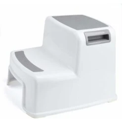Sgabello Per Bambini A Due Gradini, Sgabello Per Bambini A 2 Gradini, Sgabello Per Bambini, Sedile Del Water Antiscivolo, Sgabello In Plastica Per Bambini A Letto, Bagno, Bianco E Grigio -Cameretta Per Bambini 75983238 4