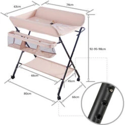 Tavolo Portatile Per La Cura Dei Pannolini Pieghevole 80x66x98cm Rosa Chiaro -Cameretta Per Bambini 76183728 4