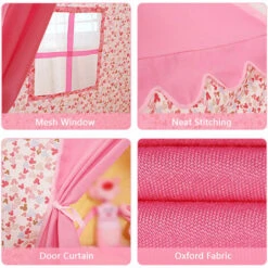 Tenda Da Gioco Per Bambini Princess Castle Tenda Da Gioco In Tessuto Oxford Grande Casetta Per Fate Con Borsa Per Il Trasporto Per Ragazzi E Ragazze Indoor Outdoor (rosa A) -Cameretta Per Bambini 77490588 3