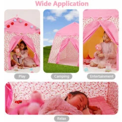 Tenda Da Gioco Per Bambini Princess Castle Tenda Da Gioco In Tessuto Oxford Grande Casetta Per Fate Con Borsa Per Il Trasporto Per Ragazzi E Ragazze Indoor Outdoor (rosa A) -Cameretta Per Bambini 77490588 4