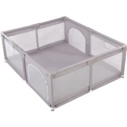 DYHF Box Per Bambini Recinto Per Bambini Con Rete Traspirante Centro Attività Per Bambini Con Tappetino Casuale E 2 Anelli Per Appendere 1.5 X 1.8m Grigio