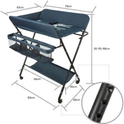 Tavolo Portatile Per La Cura Dei Pannolini Pieghevole 80x66x98cm Blu Scuro -Cameretta Per Bambini 78322405 2