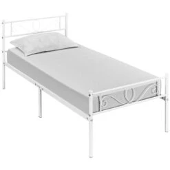 Cameretta Per Bambini 5 Yaheetech Letto Singolo In Ferro Battuto Con Doghe Struttura Letto In Metallo 96 X 196 Cm Stile Rustico Moderno Bianco
