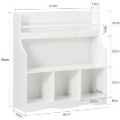 Libreria Per Bambini Scaffale Portaoggetti Con 1 Ripiano E 4 Scomparti Aperti Mobile Per Giocattoli Bianco 90x30x95cm KMB57-W SoBuy -Cameretta Per Bambini 79368452 2