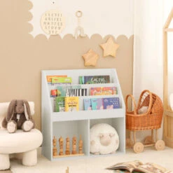 SoBuy Porta Libri A Terra Portariviste Scaffale Libreria Bianco KMB01-W 11 SoBuy Porta Libri A Terra Portariviste Scaffale Libreria Bianco KMB01-W -Cameretta Per Bambini 7986025 5