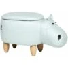 Sgabello Contenitore Per Bambini A Forma D'ippopotamo In Ecopelle Grigia Con Gambe In Legno Hippo -Cameretta Per Bambini 80145187 1