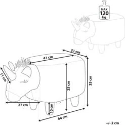 Pouf Animaletto A Forma Di Unicorno In Tessuto Bianco Gambe In Legno Unicorn -Cameretta Per Bambini 80145194 3