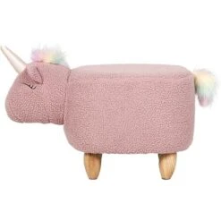 Pouf Animaletto A Forma Di Unicorno In Tessuto Bianco Gambe In Legno Unicorn -Cameretta Per Bambini 80145194 4