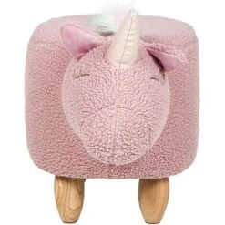 Pouf Animaletto A Forma Di Unicorno In Tessuto Bianco Gambe In Legno Unicorn -Cameretta Per Bambini 80145194 5