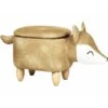 Sgabello Contenitore Per Bambini A Forma Di Volpe In Tessuto Arancione Con Gambe In Legno Fox -Cameretta Per Bambini 80145195 1