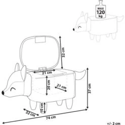 Sgabello Contenitore Per Bambini A Forma Di Volpe In Tessuto Arancione Con Gambe In Legno Fox -Cameretta Per Bambini 80145195 3