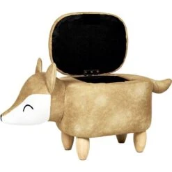 Sgabello Contenitore Per Bambini A Forma Di Volpe In Tessuto Arancione Con Gambe In Legno Fox -Cameretta Per Bambini 80145195 4