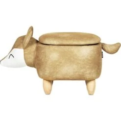 Sgabello Contenitore Per Bambini A Forma Di Volpe In Tessuto Arancione Con Gambe In Legno Fox -Cameretta Per Bambini 80145195 5