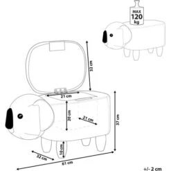 Sgabello Contenitore Per Bambini A Forma Di Volpe In Tessuto Grigio Con Gambe In Legno Coala -Cameretta Per Bambini 80145217 3
