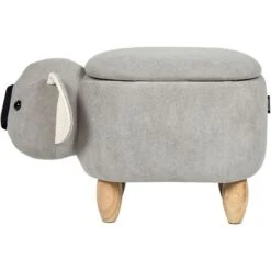 Sgabello Contenitore Per Bambini A Forma Di Volpe In Tessuto Grigio Con Gambe In Legno Coala -Cameretta Per Bambini 80145217 5