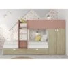Letto A Castello Wilson Per Due Bambini Rosa Antico Rovere E Bianco Opaco Con Armadio Rosa, Rovere E Bianco -Cameretta Per Bambini 80330146 1