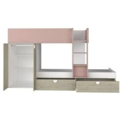 Letto A Castello Wilson Per Due Bambini Rosa Antico Rovere E Bianco Opaco Con Armadio Rosa, Rovere E Bianco 10 Letto A Castello Wilson Per Due Bambini Rosa Antico Rovere E Bianco Opaco Con Armadio Rosa, Rovere E Bianco -Cameretta Per Bambini 80330146 4