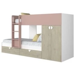 Letto A Castello Wilson Per Due Bambini Rosa Antico Rovere E Bianco Opaco Con Armadio Rosa, Rovere E Bianco 11 Letto A Castello Wilson Per Due Bambini Rosa Antico Rovere E Bianco Opaco Con Armadio Rosa, Rovere E Bianco -Cameretta Per Bambini 80330146 5