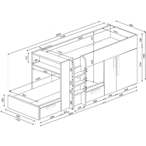 Letto A Castello Alvin Per Due Bambini Fucsia Rovere E Bianco Opaco Con Armadio Fucsia, Rovere E Bianco 5 Letto A Castello Alvin Per Due Bambini Fucsia Rovere E Bianco Opaco Con Armadio Fucsia, Rovere E Bianco - immagine 3