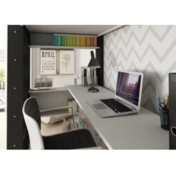 Letto A Soppalco Murphy Per Un Bambino Nero Grafite E Bianco Opaco Con Scrivania Bianco E Nero -Cameretta Per Bambini 80330156 4