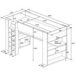 Letto A Soppalco Murphy Per Un Bambino Nero Grafite E Bianco Opaco Con Scrivania Bianco E Nero -Cameretta Per Bambini 80330156 5