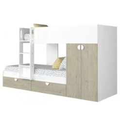 Letto A Castello Wilson Per Due Bambini Bianco Opaco E Rovere Con Armadio Rovere E Bianco 8 Letto A Castello Wilson Per Due Bambini Bianco Opaco E Rovere Con Armadio Rovere E Bianco -Cameretta Per Bambini 80330157 2