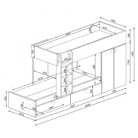 Letto A Castello Wilson Per Due Bambini Bianco Opaco E Rovere Con Armadio Rovere E Bianco 7 Letto A Castello Wilson Per Due Bambini Bianco Opaco E Rovere Con Armadio Rovere E Bianco - immagine 5