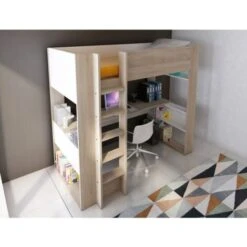 Letto A Soppalco Murphy Per Un Bambino Rovere E Bianco Opaco Con Scrivania Rovere E Bianco -Cameretta Per Bambini 80330159 2