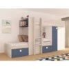 Letto A Castello Alvin Per Due Bambini Blu Fumo Rovere E Bianco Opaco Con Armadio Blu, Rovere E Bianco -Cameretta Per Bambini 80330161 1