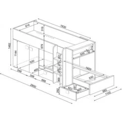 Letto A Castello Alvin Per Due Bambini Blu Fumo Rovere E Bianco Opaco Con Armadio Blu, Rovere E Bianco -Cameretta Per Bambini 80330161 5