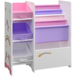 Scaffale 'Vimianzo' Per Cameretta Con Contenitori Morbidi E Cassetti Pieghevoli Porta Giochi - Mobile A Misura Di Bimbi - Decorazione Unicorno [en.casa] -Cameretta Per Bambini 80434099 4