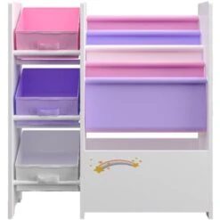 Scaffale 'Vimianzo' Per Cameretta Con Contenitori Morbidi E Cassetti Pieghevoli Porta Giochi - Mobile A Misura Di Bimbi - Decorazione Unicorno [en.casa] -Cameretta Per Bambini 80434099 5