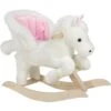 WOLTU Cavallo A Dondolo In Legno Unicorno Giocattolo Cavalcabile Per Bambini Bianco + Rosa -Cameretta Per Bambini 80879338 1