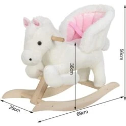 WOLTU Cavallo A Dondolo In Legno Unicorno Giocattolo Cavalcabile Per Bambini Bianco + Rosa -Cameretta Per Bambini 80879338 2