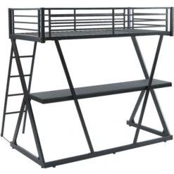 Letto A Soppalco Con Scrivania 90 X 190 Cm Metallo Nero - SUPIA 11 Letto A Soppalco Con Scrivania 90 X 190 Cm Metallo Nero - SUPIA -Cameretta Per Bambini 80985157 5