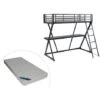 Letto A Soppalco Con Scrivania 90 X 190 Cm Metallo Nero + Materasso - SUPIA 2 Letto A Soppalco Con Scrivania 90 X 190 Cm Metallo Nero + Materasso - SUPIA -Cameretta Per Bambini 80985176 1