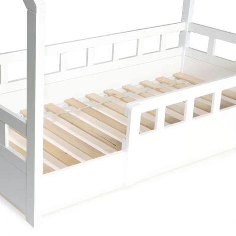 Letto A Capanna Per Bambini 80 X 160 CM NEREE Bianco Con Struttura Letta E Sponde 5 Letto A Capanna Per Bambini 80 X 160 CM NEREE Bianco Con Struttura Letta E Sponde - immagine 3