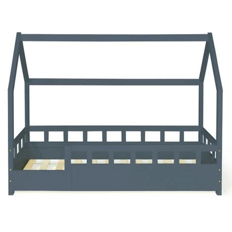 Letto A Capanna Per Bambini 80 X 160 CM NEREE Grigio Con Struttura Letta E Sponde 6 Letto A Capanna Per Bambini 80 X 160 CM NEREE Grigio Con Struttura Letta E Sponde - immagine 4