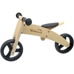 Bicicletta Senza Pedali Montessori Robincool Fast Wheels 63x32x36 Cm Trasformabile In Triciclo In Legno Eco Color Natural E Nero