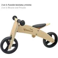 Bicicletta Senza Pedali Montessori Robincool Fast Wheels 63x32x36 Cm Trasformabile In Triciclo In Legno Eco Color Natural E Nero -Cameretta Per Bambini 81222091 5