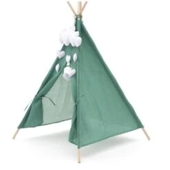 Tenda Tipi Per Bambini Montessori Robincool Kaplana 80x80x110 Cm Pieghevole Uso Interno E Esterno Fabbricata In Tessuto Verde