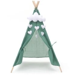 Tenda Tipi Per Bambini Montessori Robincool Kaplana 80x80x110 Cm Pieghevole Uso Interno E Esterno Fabbricata In Tessuto Verde -Cameretta Per Bambini 81222095 5
